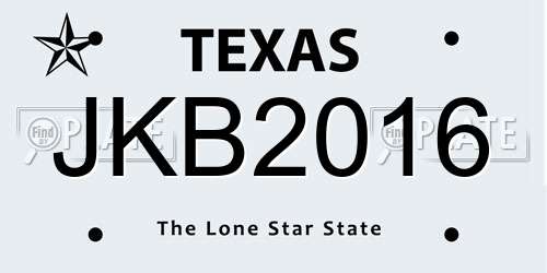 JKB2016 Texas License Plate