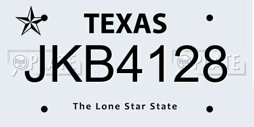 JKB4128 Texas License Plate