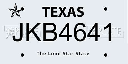 JKB4641 Texas License Plate
