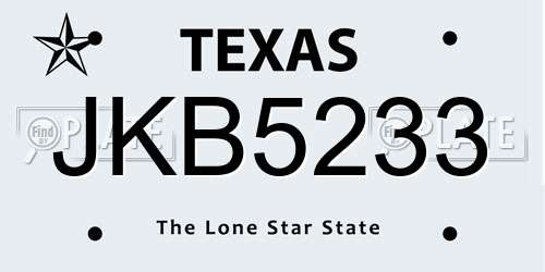 JKB5233 Texas License Plate
