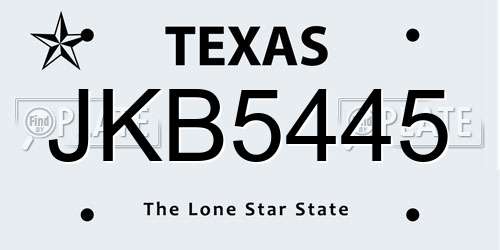 JKB5445 Texas License Plate