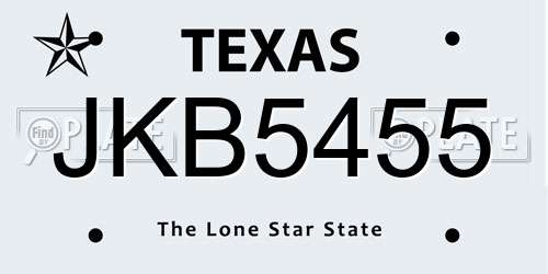 JKB5455 Texas License Plate