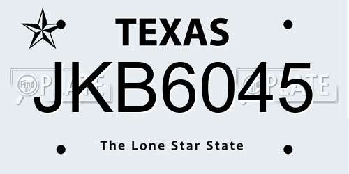 JKB6045 Texas License Plate