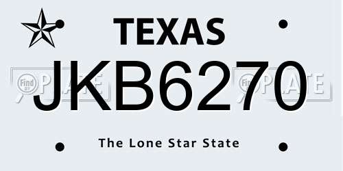 JKB6270 Texas License Plate