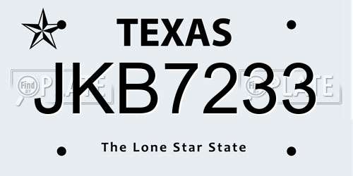 JKB7233 Texas License Plate