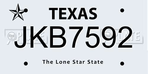 JKB7592 Texas License Plate