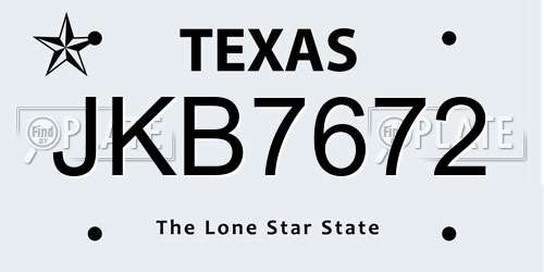 JKB7672 Texas License Plate