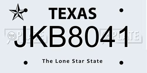JKB8041 Texas License Plate