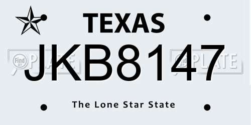 JKB8147 Texas License Plate