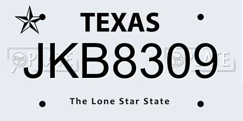 JKB8309 Texas License Plate