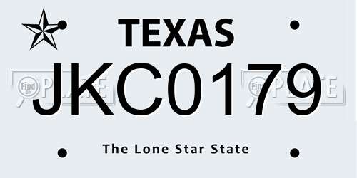 JKC0179 Texas License Plate