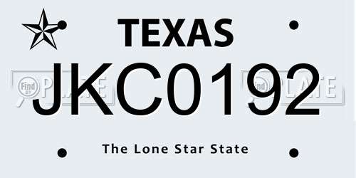 JKC0192 Texas License Plate
