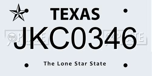 JKC0346 Texas License Plate