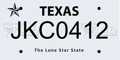 JKC0412 Texas License Plate