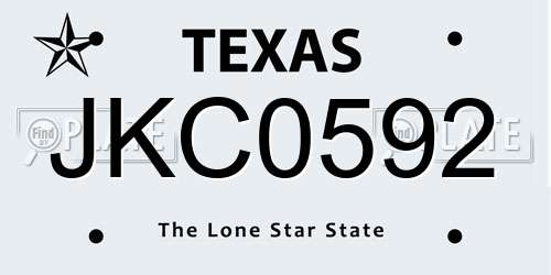 JKC0592 Texas License Plate