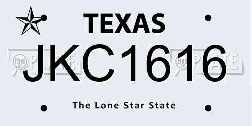 JKC1616 Texas License Plate