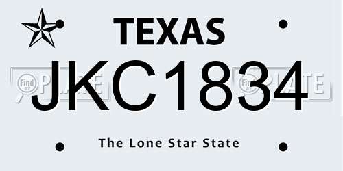 JKC1834 Texas License Plate