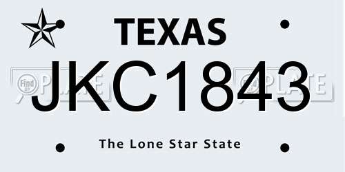 JKC1843 Texas License Plate