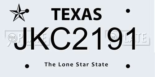 JKC2191 Texas License Plate