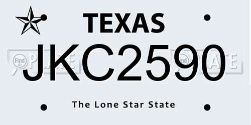 JKC2590 Texas License Plate