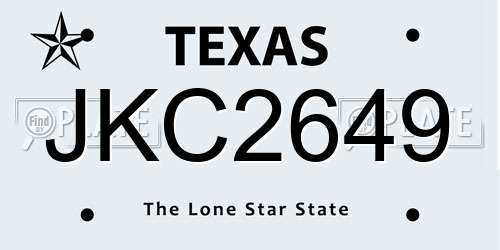 JKC2649 Texas License Plate