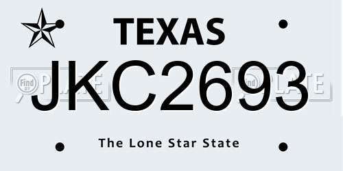 JKC2693 Texas License Plate