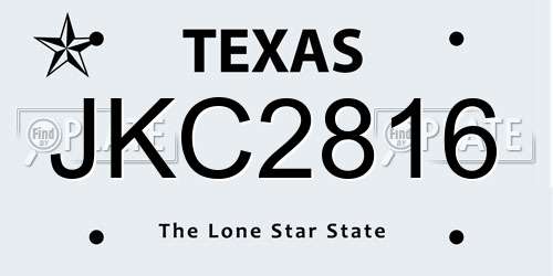 JKC2816 Texas License Plate