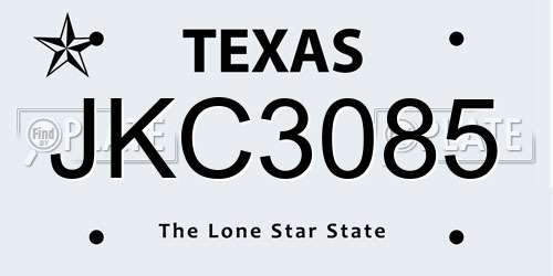 JKC3085 Texas License Plate