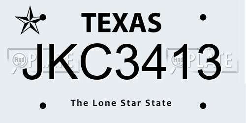 JKC3413 Texas License Plate