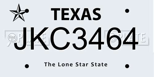 JKC3464 Texas License Plate