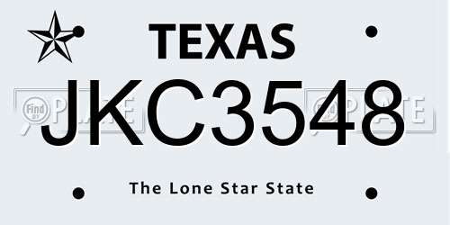 JKC3548 Texas License Plate