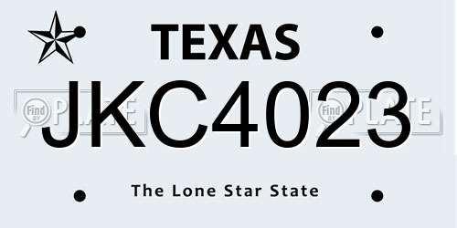 JKC4023 Texas License Plate