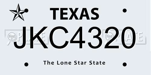 JKC4320 Texas License Plate