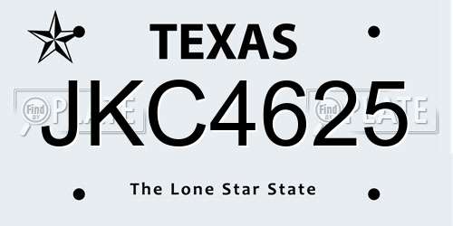 JKC4625 Texas License Plate