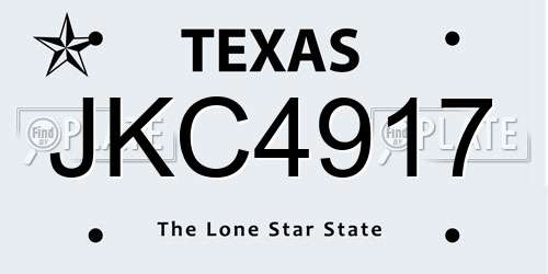 JKC4917 Texas License Plate
