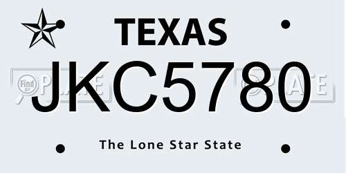 JKC5780 Texas License Plate