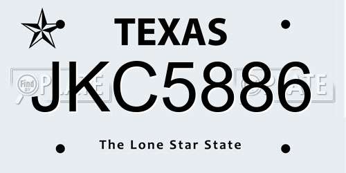 JKC5886 Texas License Plate