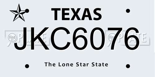 JKC6076 Texas License Plate