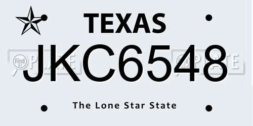 JKC6548 Texas License Plate