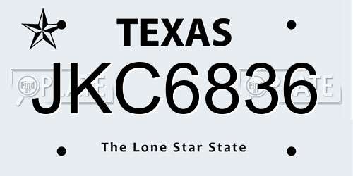 JKC6836 Texas License Plate