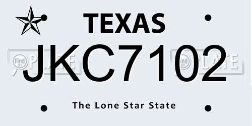 JKC7102 Texas License Plate