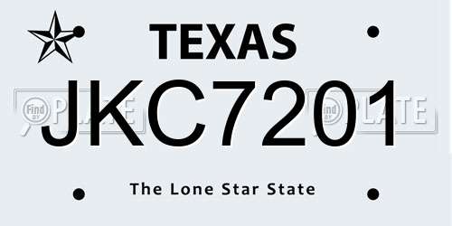 JKC7201 Texas License Plate