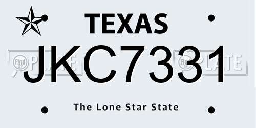 JKC7331 Texas License Plate