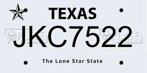 JKC7522 Texas License Plate