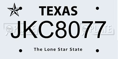 JKC8077 Texas License Plate