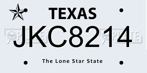 JKC8214 Texas License Plate