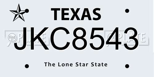 JKC8543 Texas License Plate