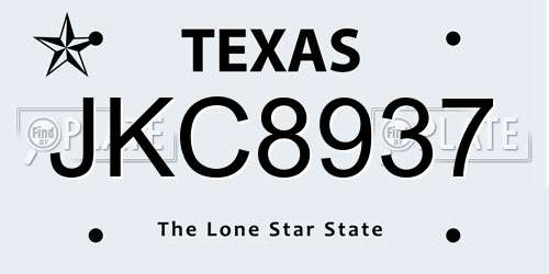 JKC8937 Texas License Plate