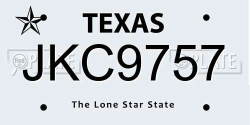 JKC9757 Texas License Plate