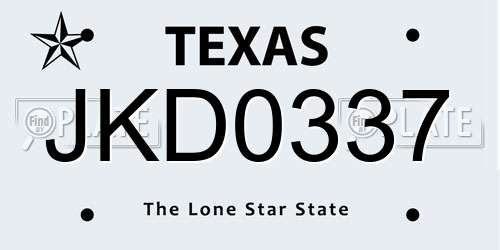 JKD0337 Texas License Plate